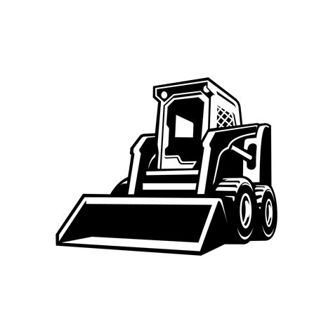 show me an image of a skid steer|black and white skid steer.